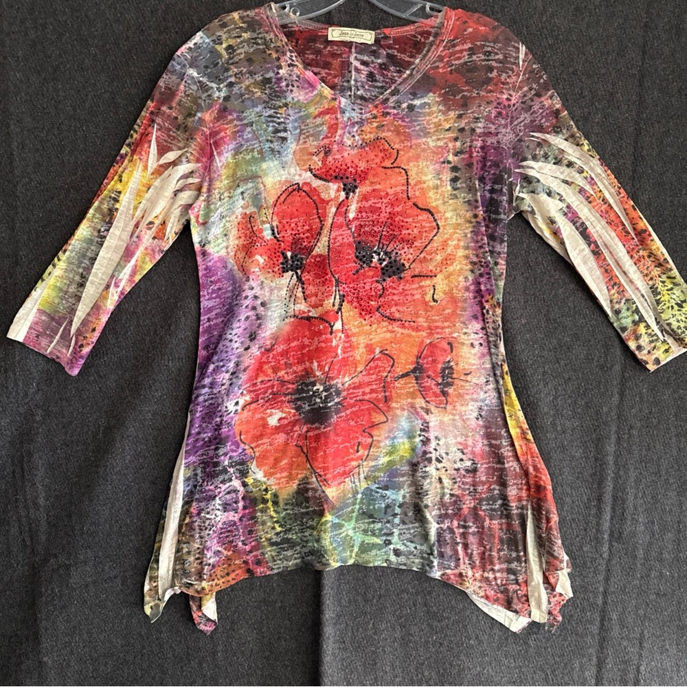 Jess & Jane Women’s Medium Large Shirt Tunic Y2k Art To Wear Fairy Stretch